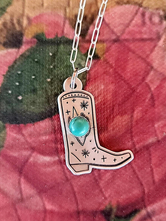 STERLING SILVER COWBOY BOOT NECKLACE