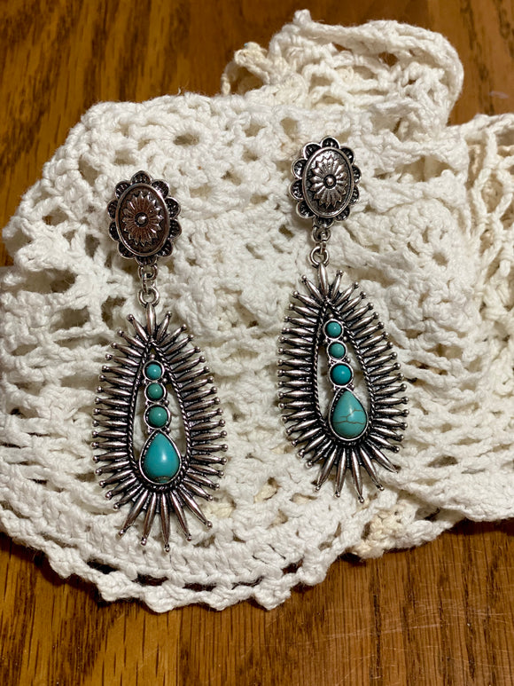 DANGLE CONCHO EARRINGS WITH TURQUOISE